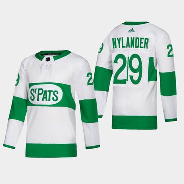 Men's Toronto Maple Leafs #29 William Nylander St. Pats Road Authentic Player White Jersey