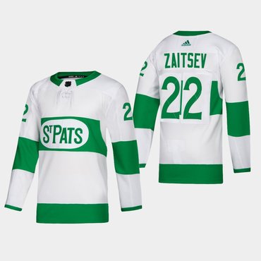 Men's Toronto Maple Leafs #22 Nikita Zaitsev St. Pats Road Authentic Player White Jersey