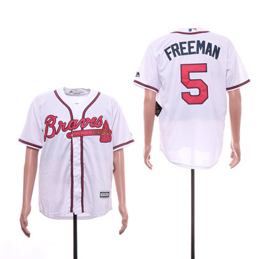 Men's Atlanta Braves 5 Freddie Freeman White Cool Base Jersey