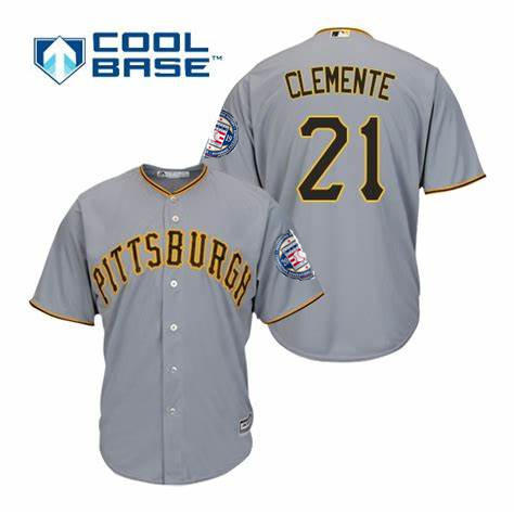 Men's Pittsburgh Pirates 21 Roberto Clemente Gray 2019 Hall of Fame Induction Patch Cool Base Jersey