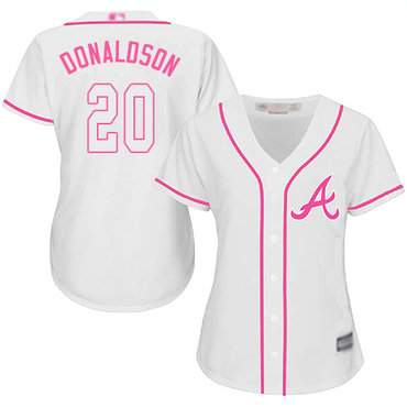 Braves #20 Josh Donaldson White Pink Fashion Women's Stitched Baseball Jersey