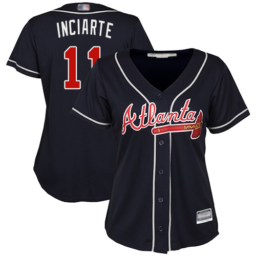 Braves #11 Ender Inciarte Navy Blue Alternate Women's Stitched Baseball Jersey
