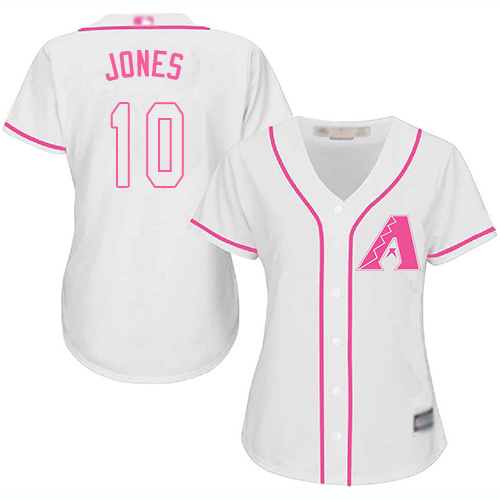 Diamondbacks #10 Adam Jones White Pink Fashion Women's Stitched Baseball Jersey