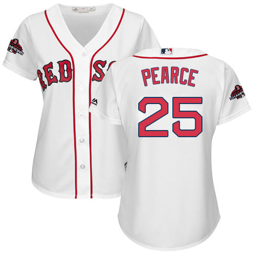 Red Sox #25 Steve Pearce White Home 2018 World Series Champions Women's Stitched Baseball Jersey