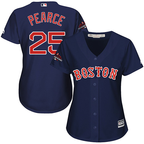 Red Sox #25 Steve Pearce Navy Blue Alternate 2018 World Series Champions Women's Stitched Baseball Jersey