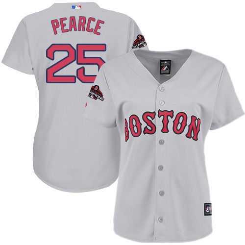 Red Sox #25 Steve Pearce Grey Road 2018 World Series Champions Women's Stitched Baseball Jersey