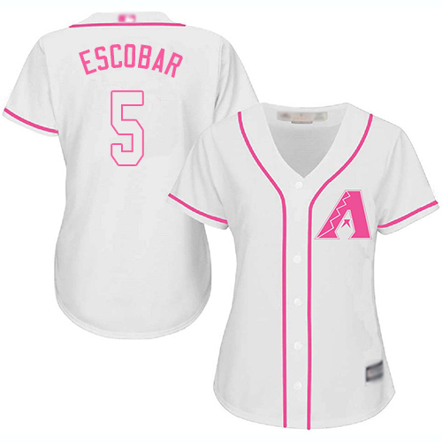 Diamondbacks #5 Eduardo Escobar White Pink Fashion Women's Stitched Baseball Jersey
