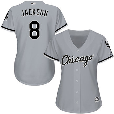 White Sox #8 Bo Jackson Grey Road Women's Stitched Baseball Jersey