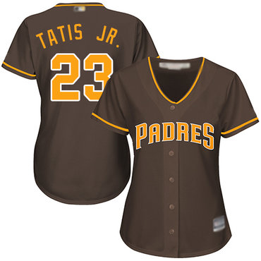 San Diego Padres #23 Fernando Tatis Jr. Brown Alternate Women's Stitched Baseball Jersey