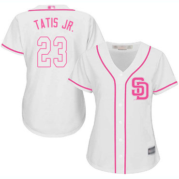 San Diego Padres #23 Fernando Tatis Jr. White Pink Fashion Women's Stitched Baseball Jersey