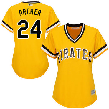 Pittsburgh Pirates #24 Chris Archer Gold Alternate Women's Stitched Baseball Jersey