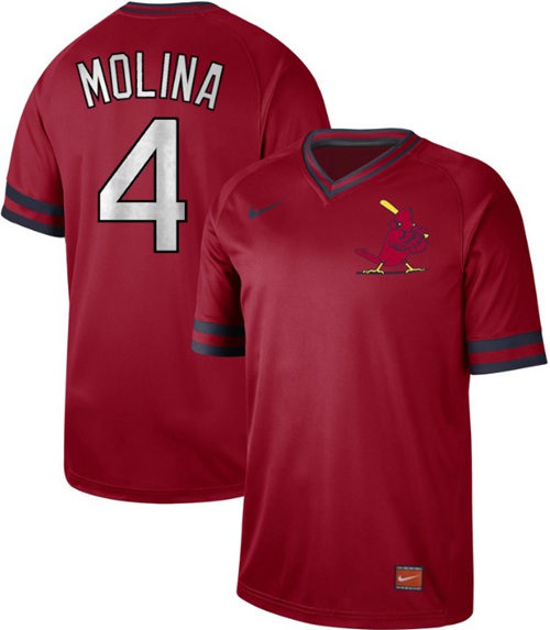 Men's St. Louis Cardinals #4 Yadier Molina Red Authentic Cooperstown Collection Stitched Baseball Jersey