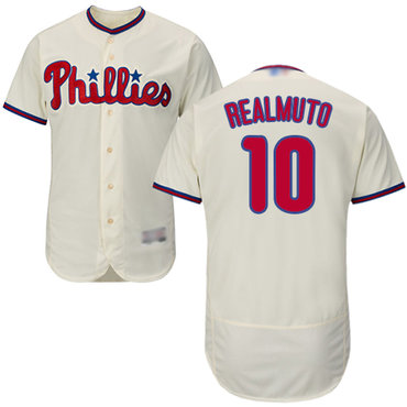 Men's Philadelphia Phillies #10 J. T. Realmuto Cream Flexbase Authentic Collection Stitched Baseball Jersey