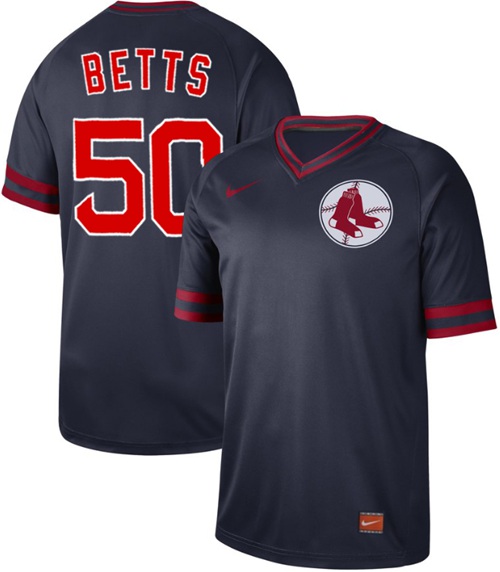 Men's Boston Red Sox #50 Mookie Betts Navy Authentic Cooperstown Collection Stitched Baseball Jersey