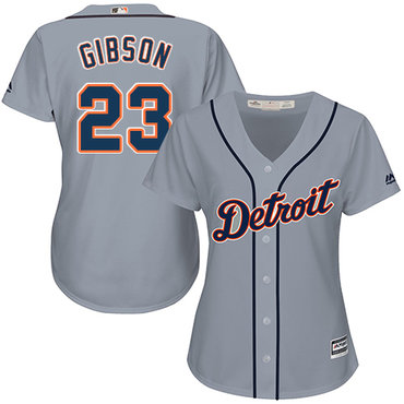 Tigers #23 Kirk Gibson Grey Road Women's Stitched Baseball Jersey