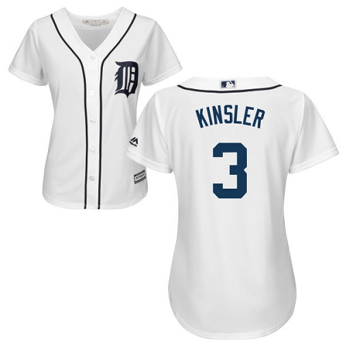 Tigers #3 Ian Kinsler White Home Women's Stitched Baseball Jersey