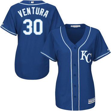 Royals #30 Yordano Ventura Royal Blue Alternate Women's Stitched Baseball Jersey