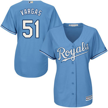 Royals #51 Jason Vargas Light Blue Alternate Women's Stitched Baseball Jersey