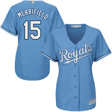 Royals #15 Whit Merrifield Light Blue Alternate Women's Stitched Baseball Jersey