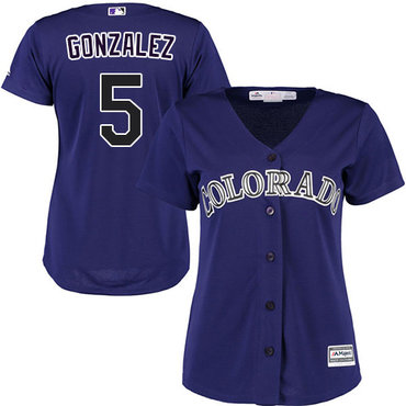 Rockies #5 Carlos Gonzalez Purple Alternate Women's Stitched Baseball Jersey