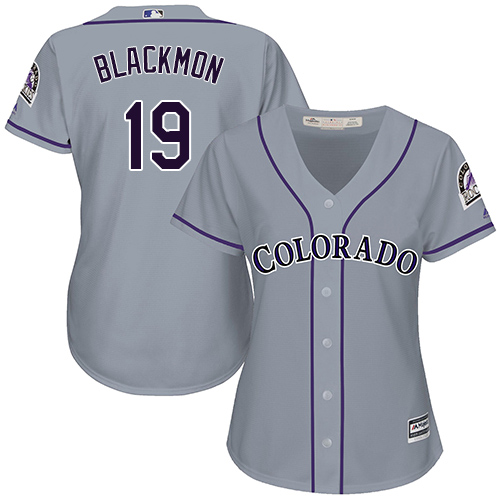 Rockies #19 Charlie Blackmon Grey Road Women's Stitched Baseball Jersey