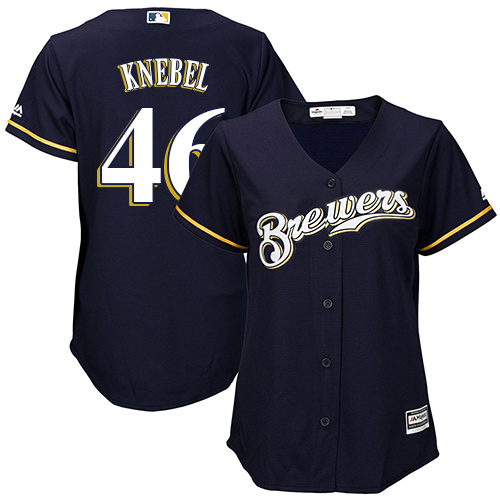 Brewers #46 Corey Knebel Navy Blue Alternate Women's Stitched Baseball Jersey