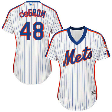 Mets #48 Jacob deGrom White(Blue Strip) Alternate Women's Stitched Baseball Jersey
