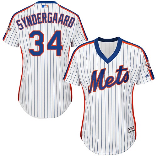 Mets #34 Noah Syndergaard White(Blue Strip) Alternate Women's Stitched Baseball Jersey