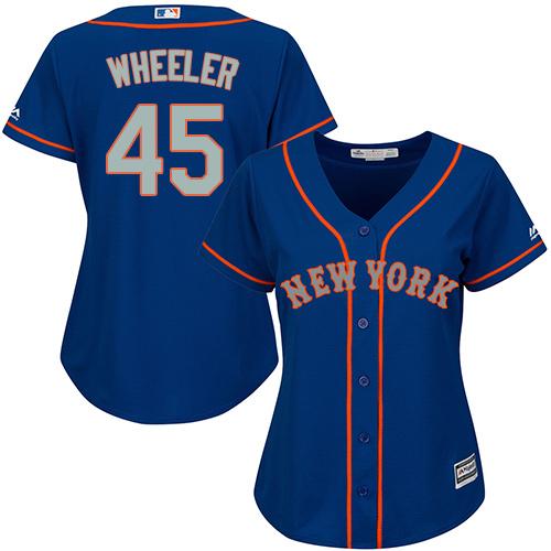 Mets #45 Zack Wheeler Blue(Grey NO.) Alternate Women's Stitched Baseball Jersey