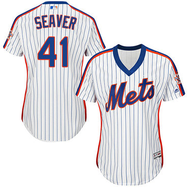 Mets #41 Tom Seaver White(Blue Strip) Alternate Women's Stitched Baseball Jersey