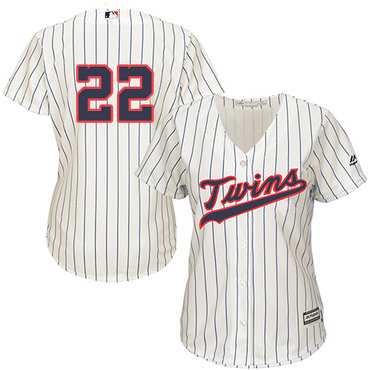 Twins #22 Miguel Sano Cream Strip Alternate Women's Stitched Baseball Jersey