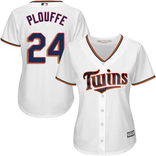 Twins #24 Trevor Plouffe White Home Women's Stitched Baseball Jersey