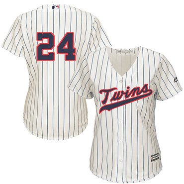 Twins #24 Trevor Plouffe Cream Strip Alternate Women's Stitched Baseball Jersey