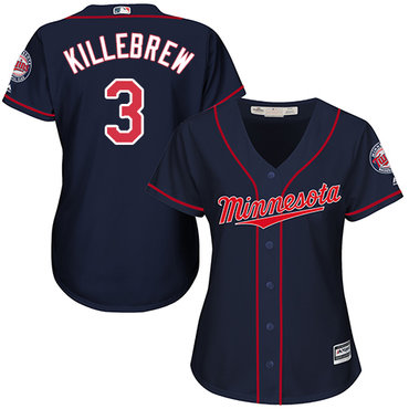 Twins #3 Harmon Killebrew Navy Blue Alternate Women's Stitched Baseball Jersey
