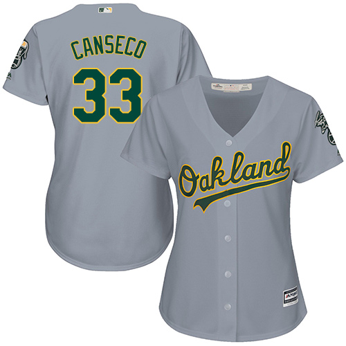 Athletics #33 Jose Canseco Grey Road Women's Stitched Baseball Jersey