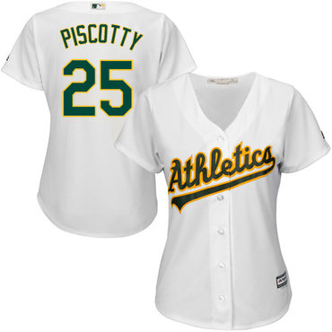 Athletics #25 Stephen Piscotty White Home Women's Stitched Baseball Jersey