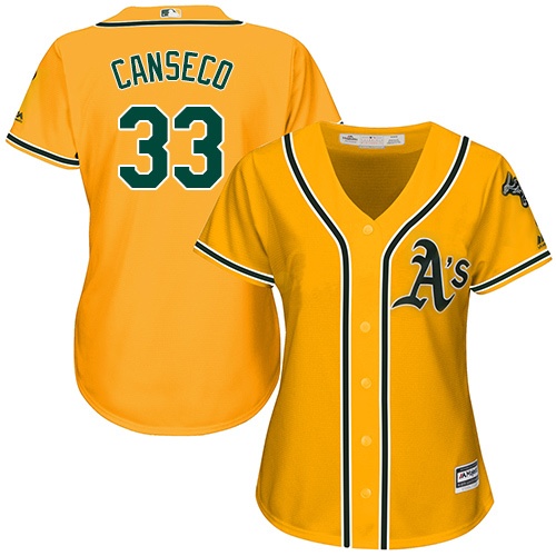 Athletics #33 Jose Canseco Gold Alternate Women's Stitched Baseball Jersey