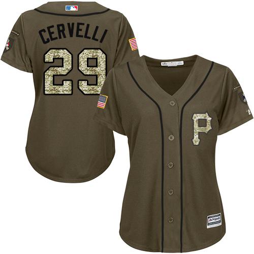 Pirates #29 Francisco Cervelli Green Salute to Service Women's Stitched Baseball Jersey