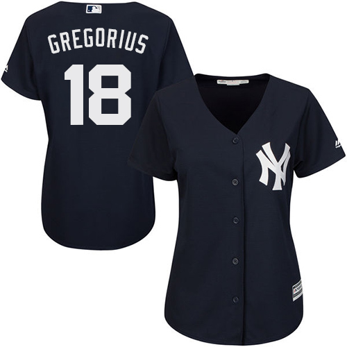 Yankees #18 Didi Gregorius Navy Blue Alternate Women's Stitched Baseball Jersey$20.99
