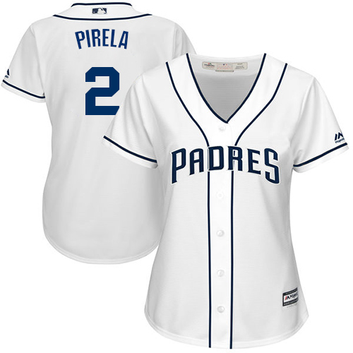 Padres #2 Jose Pirela White Home Women's Stitched Baseball Jersey