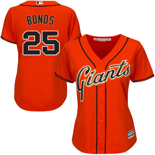Giants #25 Barry Bonds Orange Alternate Women's Stitched Baseball Jersey
