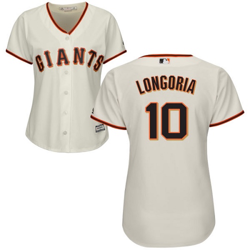Giants #10 Evan Longoria Cream Home Women's Stitched Baseball Jersey