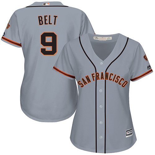 Giants #9 Brandon Belt Grey Road Women's Stitched Baseball Jersey