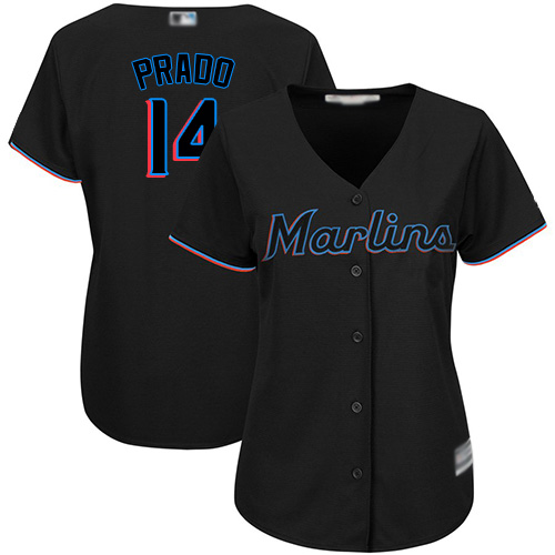 Marlins #14 Martin Prado Black Alternate Women's Stitched Baseball Jersey
