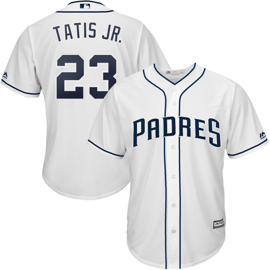 Men's San Diego Padres 23 Fernando Tatis Jr. White Cool Base Jersey