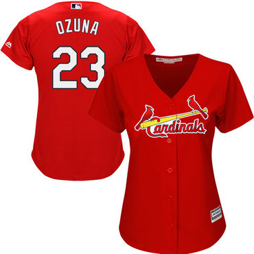 Cardinals #23 Marcell Ozuna Red Alternate Women's Stitched Baseball Jersey
