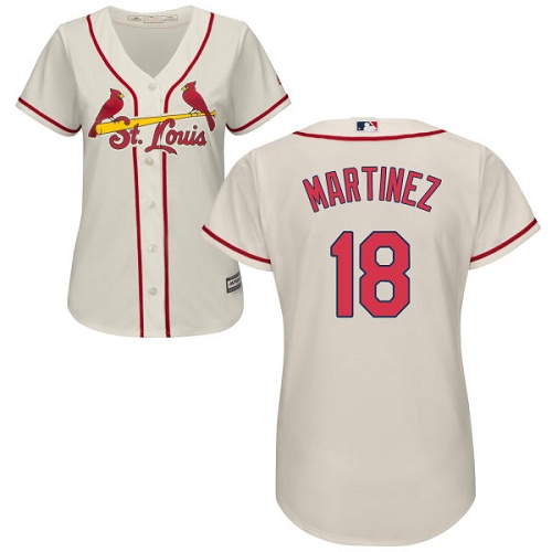 Cardinals #18 Carlos Martinez Cream Alternate Women's Stitched Baseball Jersey