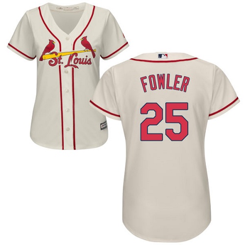 Cardinals #25 Dexter Fowler Cream Alternate Women's Stitched Baseball Jersey