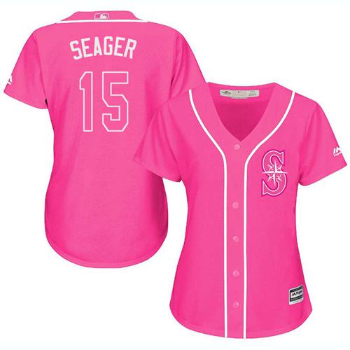 Mariners #15 Kyle Seager Pink Fashion Women's Stitched Baseball Jersey
