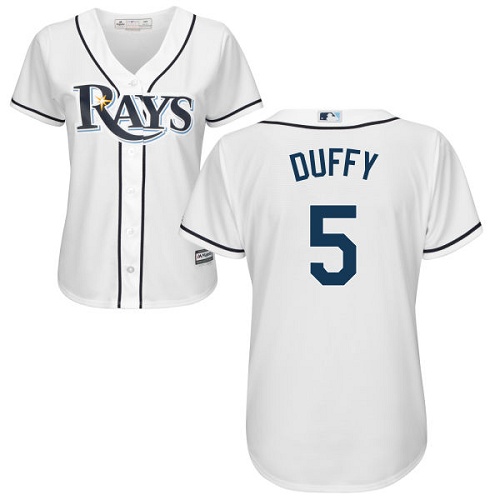 Rays #5 Matt Duffy White Home Women's Stitched Baseball Jersey